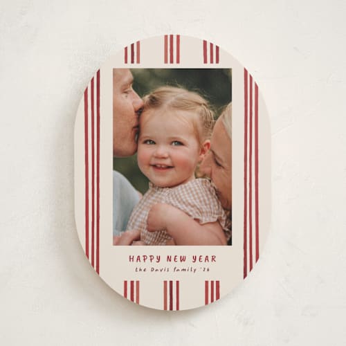 This is a berry holiday photo cards with standard by Christy Hy Lee called painted lines printing on recycled smooth signature in standard