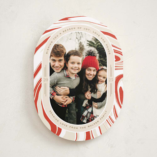 This is a peppermint holiday photo cards with standard by Oscar and Emma - Karly Depew called peppermint flavor printing on recycled smooth signature in standard