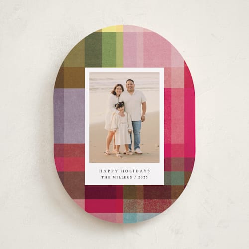 This is a candy holiday photo cards with standard by Sumak Studio called joyful check printing on recycled smooth signature in standard