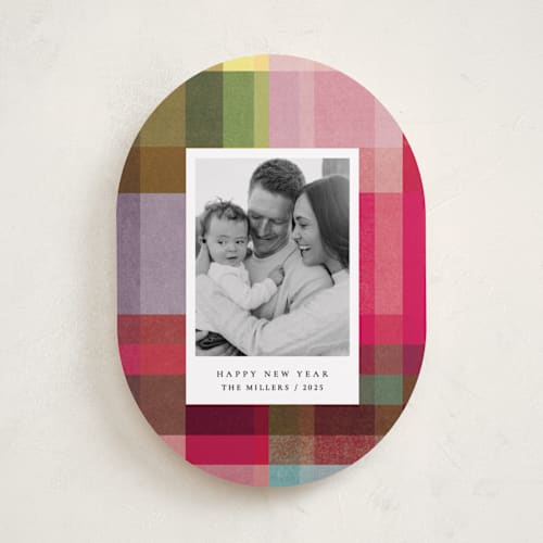 This is a candy holiday photo cards with standard by Sumak Studio called joyful check printing on recycled smooth signature in standard
