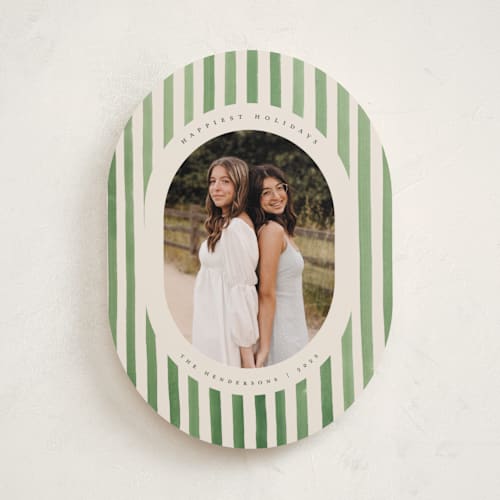 This is a evergreen holiday photo cards with standard by Teju Reval called vintage stripes printing on recycled smooth signature in standard