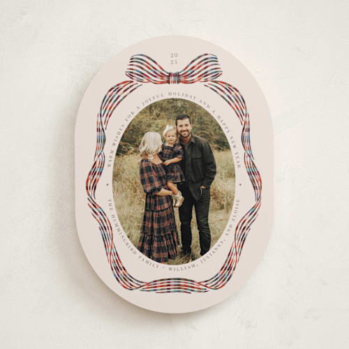 This is a berry holiday photo cards with standard by Pati Cascino called angelina printing on recycled smooth signature in standard