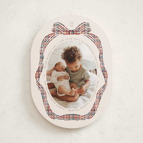 This is a berry holiday photo cards with standard by Pati Cascino called angelina printing on recycled smooth signature in standard