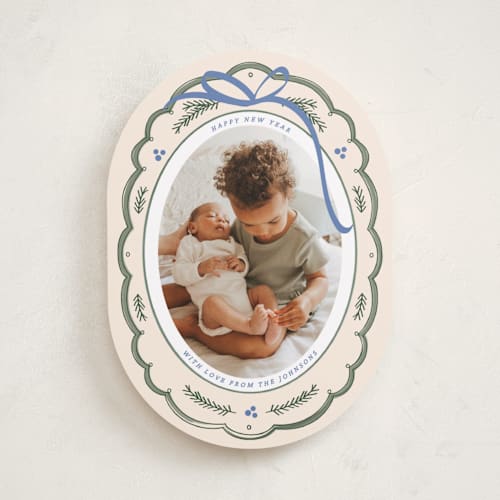 This is a powder holiday photo cards with standard by Ashley Iwafuchi called cherished christmas printing on recycled smooth signature in standard