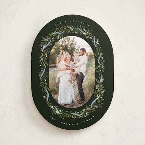 This is a juniper berry holiday photo cards with standard by Erin L. Wilson called juniper garland printing on recycled smooth signature in standard