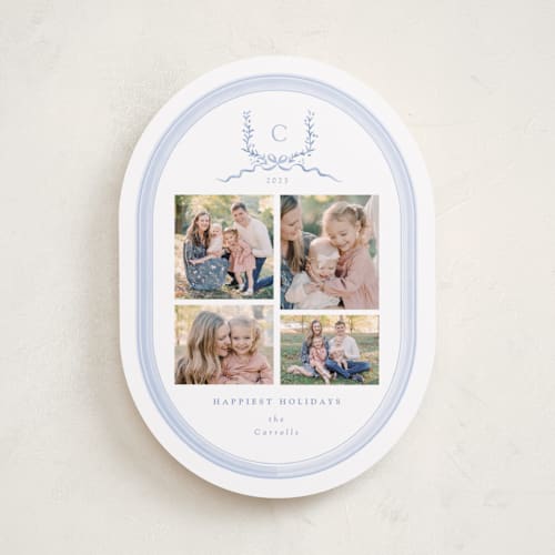 This is a frost holiday photo cards with standard by Corinne Malesic called festive monogram printing on recycled smooth signature in standard