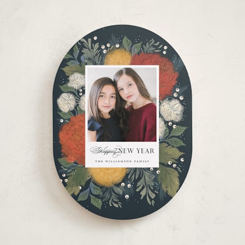 This is a navy met with standard by Paper Raven Co. called holiday bouquet printing on recycled smooth signature in standard