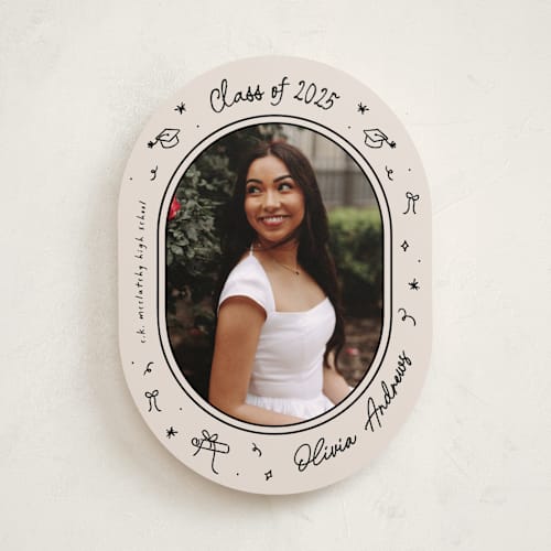 This is a onyx graduation announcements with standard by Ashley Iwafuchi called illustrated grad printing on recycled smooth signature in standard