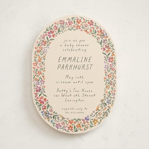 This is a confetti baby shower invitations with standard by 2birdstone called wildflowers printing on signature in standard