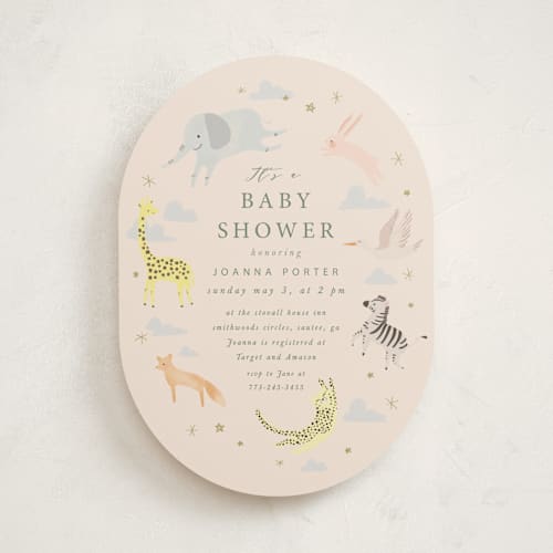 This is a sand baby shower invitations with standard by Hannah Williams called little wild one printing on signature in standard