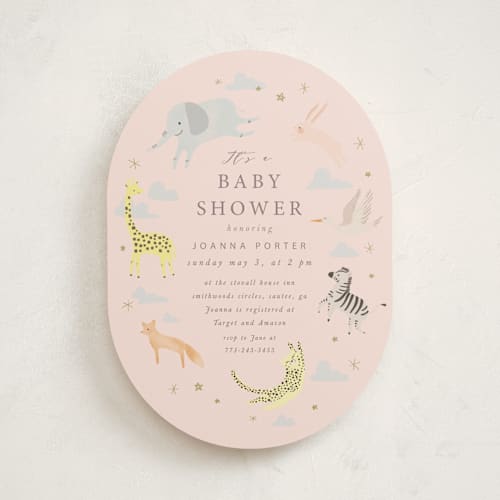 This is a blush baby shower invitations with standard by Hannah Williams called little wild one printing on signature in standard