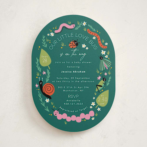This is a garden baby shower invitations with standard by Hudson meet Rose called little bug printing on signature in standard