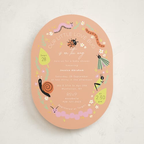 This is a outdoors baby shower invitations with standard by Hudson meet Rose called little bug printing on signature in standard