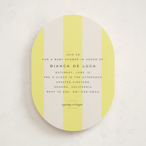 This is a limone baby shower invitations with standard by Megan Davis called campania printing on signature in standard