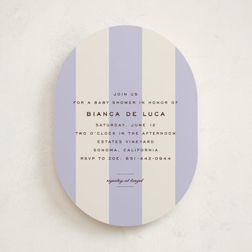 This is a viola baby shower invitations with standard by Megan Davis called campania printing on signature in standard