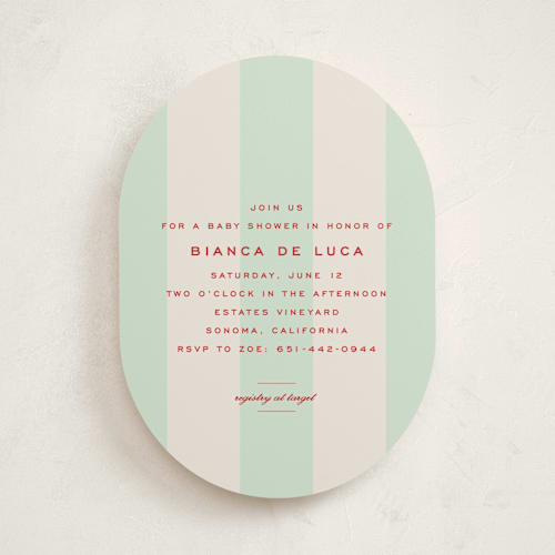 This is a fresca baby shower invitations with standard by Megan Davis called campania printing on signature in standard