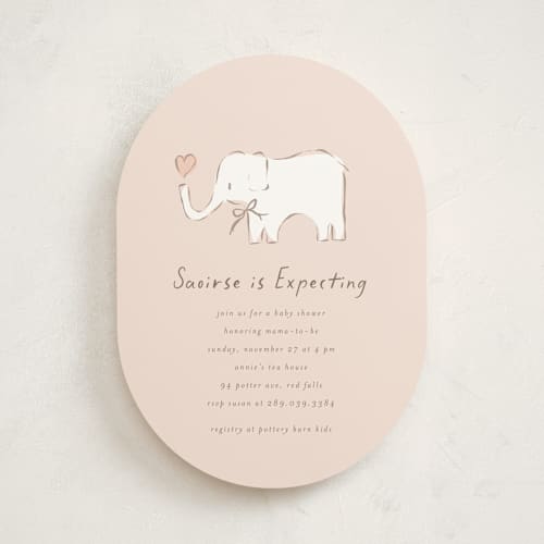 This is a taupe baby shower invitations with standard by chocomocacino called bananella printing on signature in standard