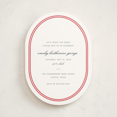 This is a cherry graduation invitations with standard by Megan Davis called bocce printing on signature in standard