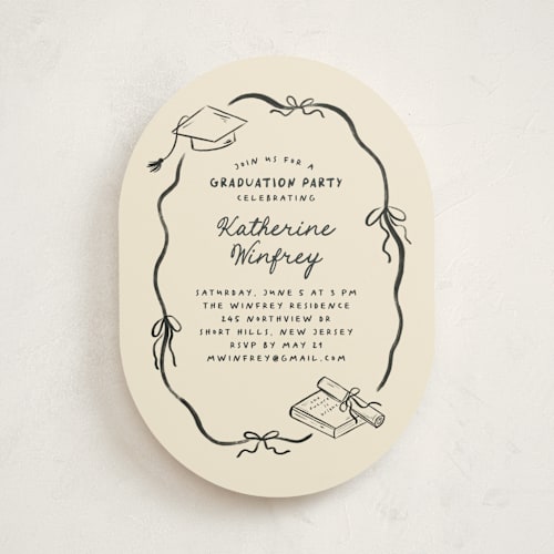 This is a noir graduation invitations with standard by Creo Study called trendsetter printing on signature in standard