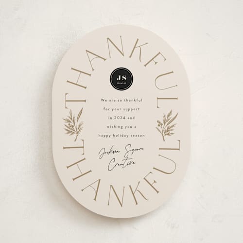 This is a eggnog business holiday cards with standard by Leah Bisch called thankful for you printing on signature in standard