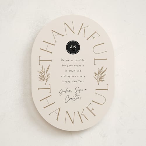 This is a eggnog business holiday cards with standard by Leah Bisch called thankful for you printing on signature in standard
