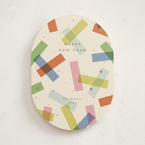 This is a candy non photo holiday cards with standard by Ellen Schlegelmilch called confetti strips printing on signature in standard
