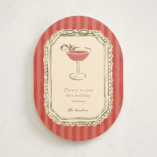This is a candy cane non photo holiday cards with standard by Susan Zinader called cheers to you printing on signature in standard