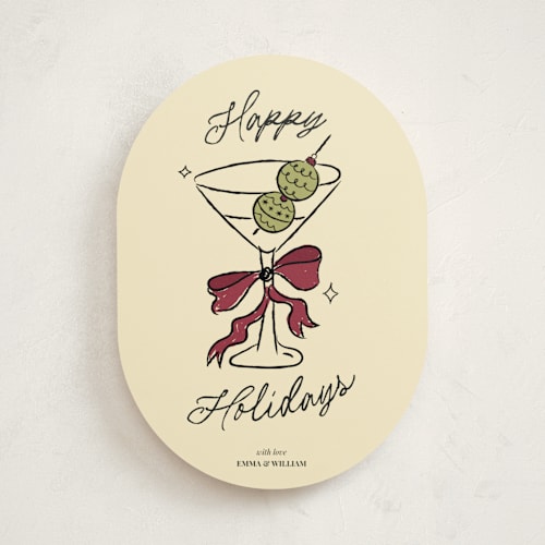 This is a holly berry non photo holiday cards with standard by Helena Vitto called cin cin! printing on signature in standard