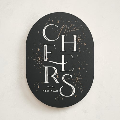 This is a midnight non photo holiday cards with standard by Leah Bisch called sparklers printing on signature in standard