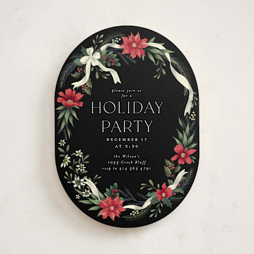 This is a ebony holiday party invitations with standard by Chris Griffith called a holiday party printing on signature in standard