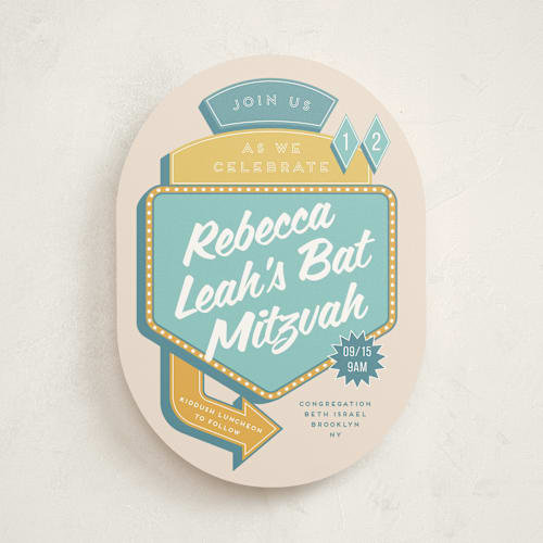 This is a robin's egg bar mitzvah bat mitzvah invitations with standard by Claudia Orengo called las vegas printing on signature in standard