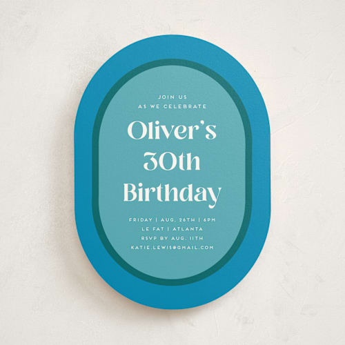 This is a pool party invitations with standard by Morgan Kendall called martini printing on signature in standard