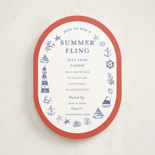 This is a spice party invitations with standard by Teju Reval called nautical fun printing on signature in standard