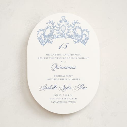 This is a sky sweet sixteen birthday party invitations with standard by Lissabeth Anglin called crowned printing on signature in standard