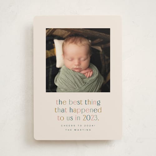 This is a teal babys first christmas with standard by Ellen Schlegelmilch called the best thing printing on recycled smooth signature in standard