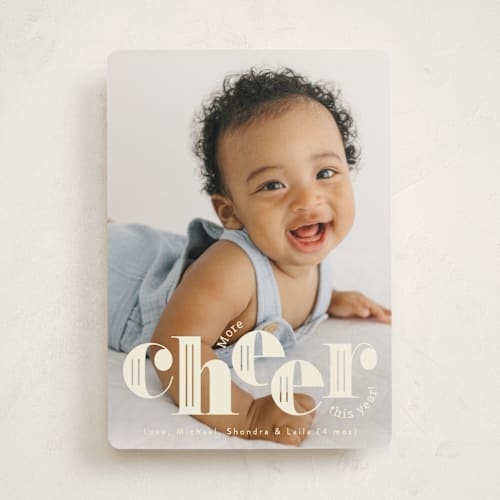 This is a eggnog babys first christmas with standard by Ellis called more cheer printing on recycled smooth signature in standard