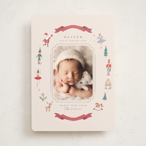 This is a halo babys first christmas with standard by Teju Reval called festive dreams printing on recycled smooth signature in standard