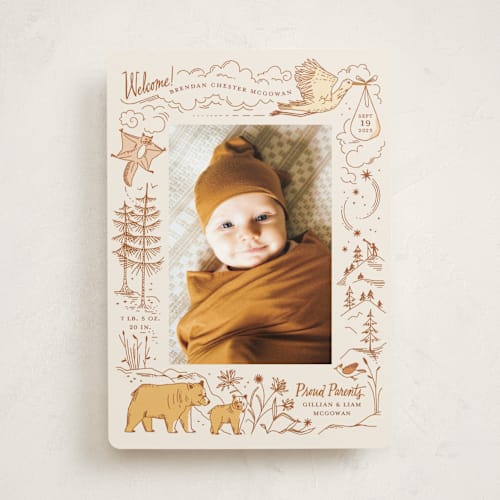 This is a cream birth announcements with standard by Morgan Ramberg called baby bear printing on smooth signature in standard
