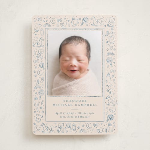 This is a bluebird birth announcements with standard by Creo Study called iconic bebe printing on smooth signature in standard