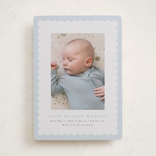 This is a sky birth announcements with standard by Nicoletta Savod called charmed printing on smooth signature in standard
