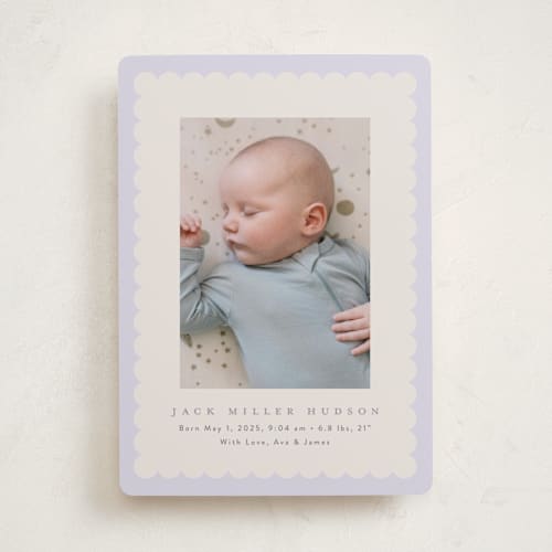 This is a iris birth announcements with standard by Nicoletta Savod called charmed printing on smooth signature in standard