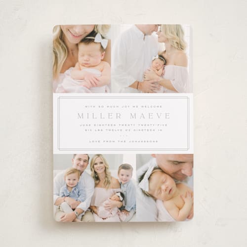 This is a latte birth announcements with standard by Kristie Kern called camden printing on smooth signature in standard