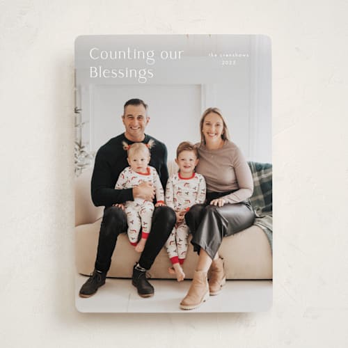 This is a cotton photo christmas cards with standard by Stacey Meacham called minimalist corner printing on recycled smooth signature in standard