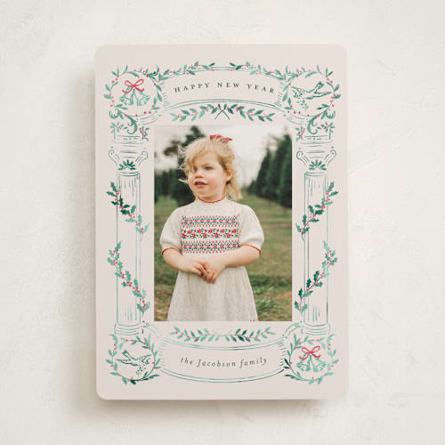 This is a pine photo christmas cards with standard by Petra Kern called columns of peace printing on recycled smooth signature in standard