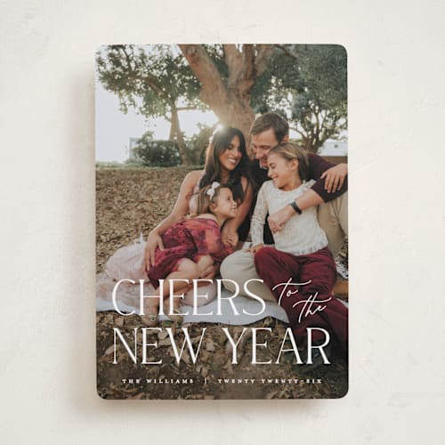 This is a snow photo christmas cards with standard by Pixel and Hank called all joy to the world printing on recycled smooth signature in standard