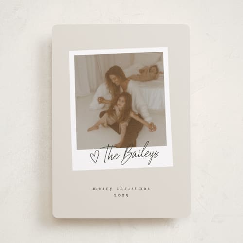 This is a cream photo christmas cards with standard by Karidy Walker called holiday snapshot printing on recycled smooth signature in standard