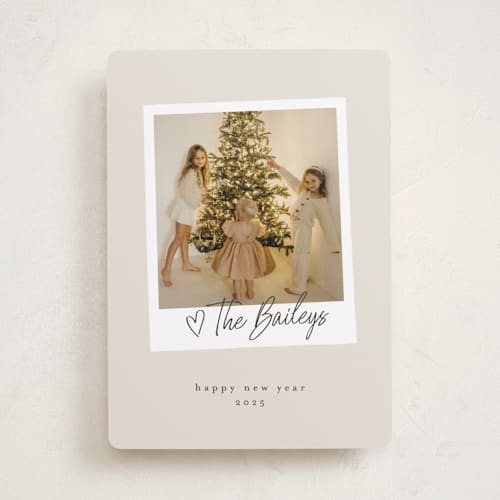 This is a cream photo christmas cards with standard by Karidy Walker called holiday snapshot printing on recycled smooth signature in standard