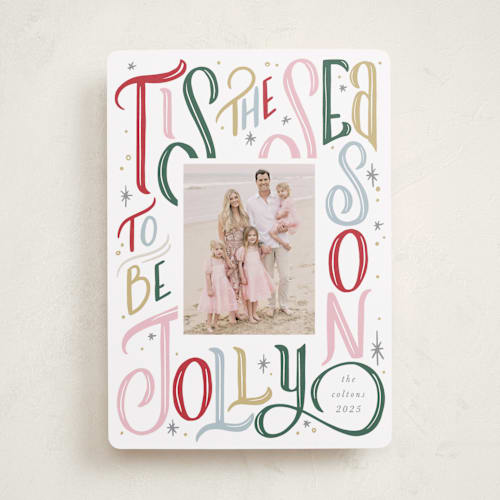 This is a candy photo christmas cards with standard by Leah Bisch called jolly season printing on recycled smooth signature in standard