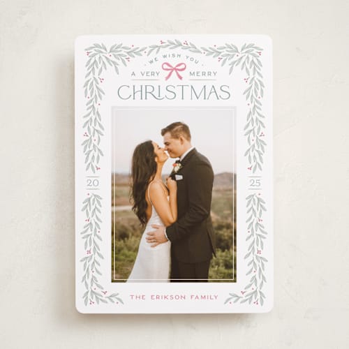 This is a berry photo christmas cards with standard by Hooray Creative called christmas garland printing on recycled smooth signature in standard