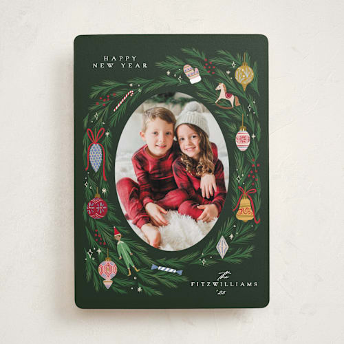 This is a wreath photo christmas cards with standard by Grae called happy christmas wreath printing on recycled smooth signature in standard